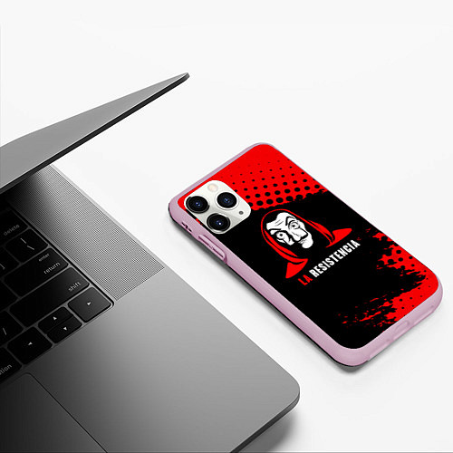 Чехол iPhone 11 Pro матовый La Casa de Papel La Resistencia / 3D-Розовый – фото 3