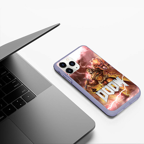 Чехол iPhone 11 Pro матовый Брутальный DoomGay Hell rock / 3D-Светло-сиреневый – фото 3