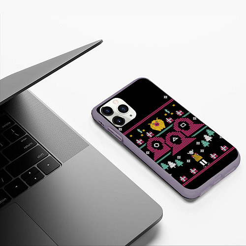 Чехол iPhone 11 Pro матовый ИГРА В КАЛЬМАРА НОВОГОДНЯЯ / 3D-Серый – фото 3