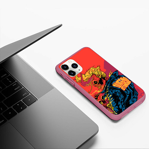 Чехол iPhone 11 Pro матовый Queen of the stone age Devil / 3D-Малиновый – фото 3