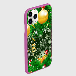 Чехол iPhone 11 Pro матовый Новогоднее Настроение Елка, цвет: 3D-фиолетовый — фото 2