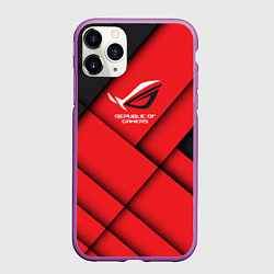 Чехол iPhone 11 Pro матовый ROG - republic of gamers, цвет: 3D-фиолетовый