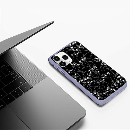 Чехол iPhone 11 Pro матовый KIZARU HAUNTED FAMILY ПАТТЕРН / 3D-Светло-сиреневый – фото 3