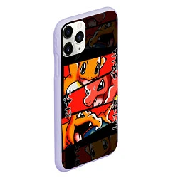 Чехол iPhone 11 Pro матовый РЫЖИЙ ДРАКОН ПОКЕМОНЫ ЧАРМАНДЕР, цвет: 3D-светло-сиреневый — фото 2