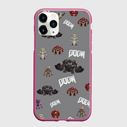Чехол iPhone 11 Pro матовый MONSTER PATTERN DOOM, цвет: 3D-малиновый