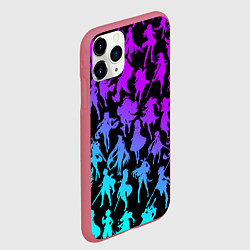 Чехол iPhone 11 Pro матовый GENSHI IMPACT HEROES NEON НЕОНОВЫЙ УЗОР, цвет: 3D-малиновый — фото 2