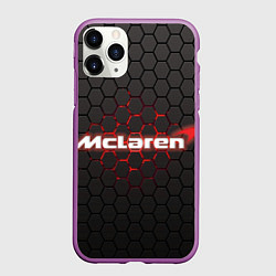Чехол iPhone 11 Pro матовый McLaren carbon theme, цвет: 3D-фиолетовый