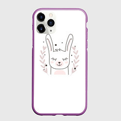 Чехол iPhone 11 Pro матовый Умиротворенный зайка, цвет: 3D-фиолетовый