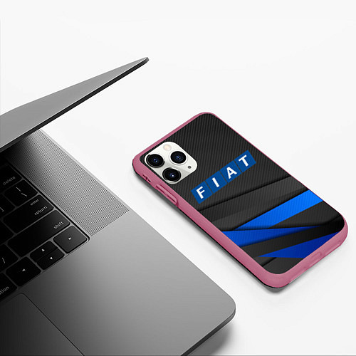 Чехол iPhone 11 Pro матовый FIAT SPORT ФИАТ СПОРТ / 3D-Малиновый – фото 3