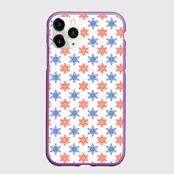 Чехол iPhone 11 Pro матовый Снежинки паттернsnowflakes pattern, цвет: 3D-фиолетовый