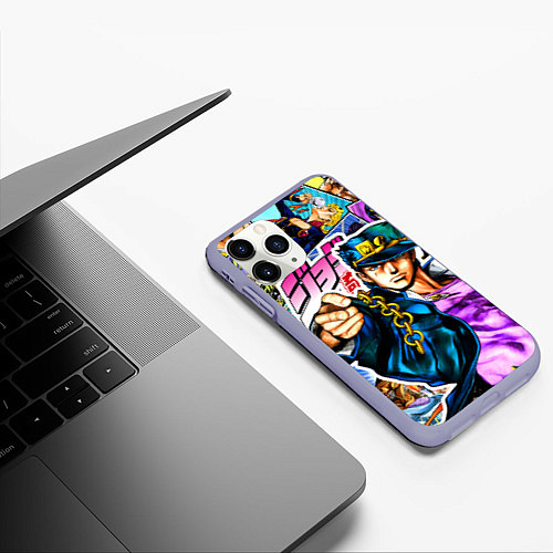 Чехол iPhone 11 Pro матовый Джотаро - JoJos Bizarre Adventure / 3D-Светло-сиреневый – фото 3