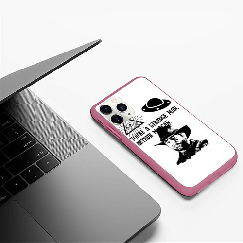 Чехол iPhone 11 Pro матовый Yes, im crazy! / 3D-Малиновый – фото 3