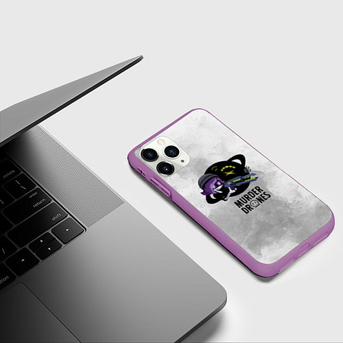 Чехол iPhone 11 Pro матовый Murder Drones Дроны Убийцы / 3D-Фиолетовый – фото 3