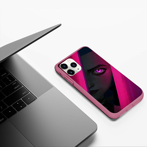 Чехол iPhone 11 Pro матовый Jinx Arcane League of Legends / 3D-Малиновый – фото 3