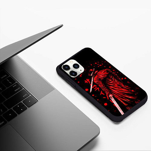 Чехол iPhone 11 Pro матовый Katana Man Chainsaw Man / 3D-Черный – фото 3