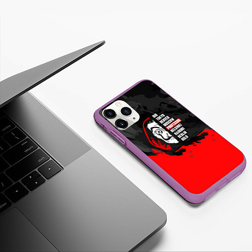 Чехол iPhone 11 Pro матовый La Casa de Papel Professor / 3D-Фиолетовый – фото 3