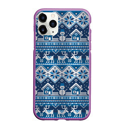 Чехол iPhone 11 Pro матовый Christmas Pattern, цвет: 3D-фиолетовый