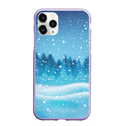 Чехол iPhone 11 Pro матовый ЗИМНИЙ ЛЕС WINTER FOREST, цвет: 3D-светло-сиреневый