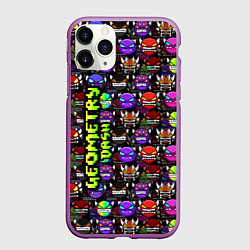 Чехол iPhone 11 Pro матовый Geometry Dash: Heroes, цвет: 3D-фиолетовый