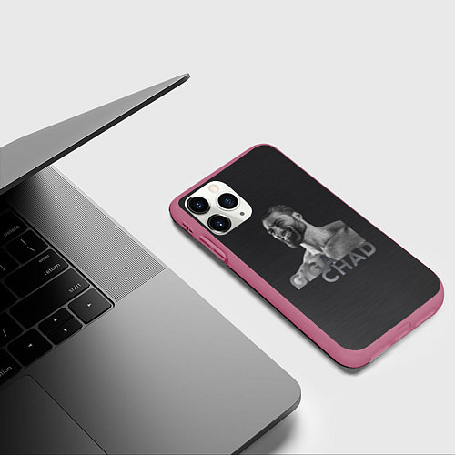 Чехол iPhone 11 Pro матовый Giga Chad / 3D-Малиновый – фото 3