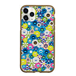 Чехол iPhone 11 Pro матовый Takashi Murakami Улыбающиеся цветы, цвет: 3D-коричневый