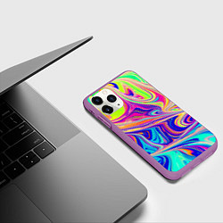 Чехол iPhone 11 Pro матовый Аномально яркие цветные разводы, цвет: 3D-фиолетовый — фото 2