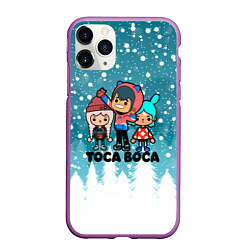 Чехол iPhone 11 Pro матовый Новогодний Toca Boca, цвет: 3D-фиолетовый