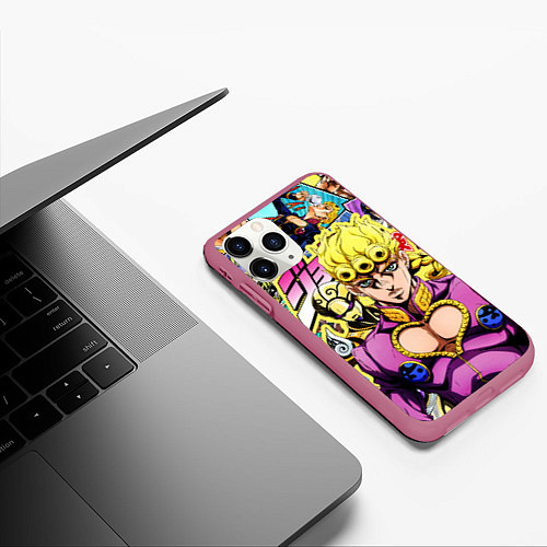 Чехол iPhone 11 Pro матовый JoJos Bizarre Adventure - Джорно Джованна / 3D-Малиновый – фото 3