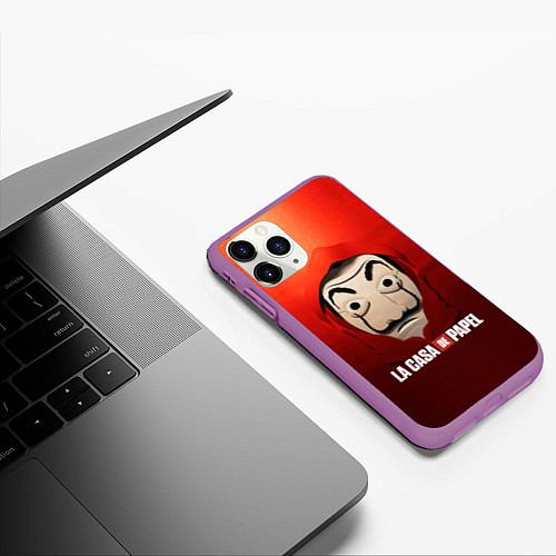 Чехол iPhone 11 Pro матовый СЕРИАЛ БУМАЖНЫЙ ДОМ LA CASA DE PAPEL / 3D-Фиолетовый – фото 3