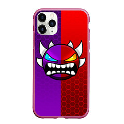 Чехол iPhone 11 Pro матовый Geometry Dash: Violet x Red, цвет: 3D-малиновый