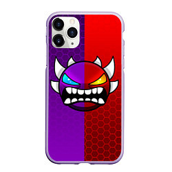 Чехол iPhone 11 Pro матовый Geometry Dash: Violet x Red, цвет: 3D-светло-сиреневый