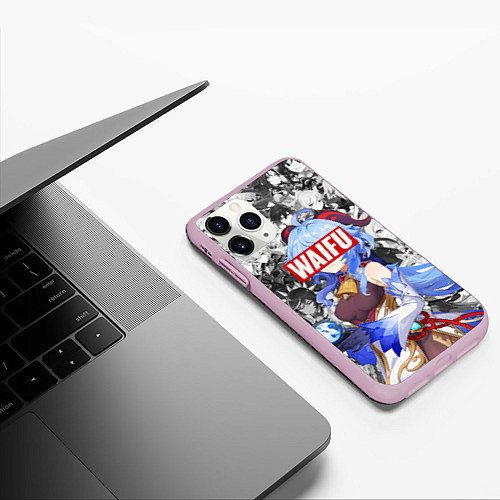 Чехол iPhone 11 Pro матовый GENSHIN IMACT WAIFU ВАЙФУ / 3D-Розовый – фото 3