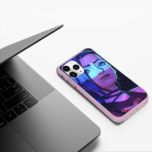 Чехол iPhone 11 Pro матовый Jinx в неоне / 3D-Розовый – фото 3