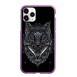 Чехол iPhone 11 Pro матовый ЭТНИЧЕСКАЯ ЛИСА FOX ABSTRACT, цвет: 3D-фиолетовый