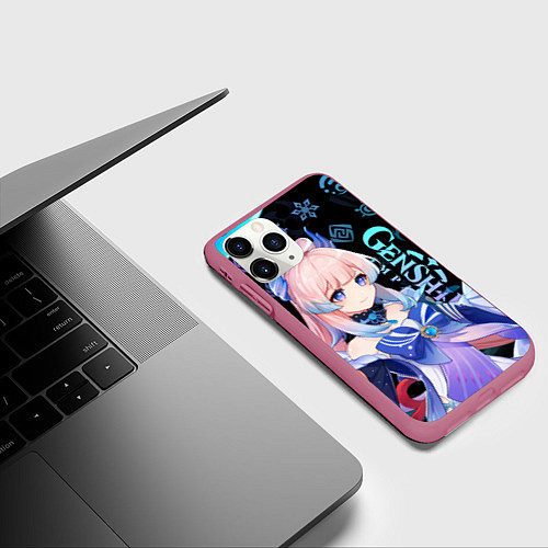 Чехол iPhone 11 Pro матовый Genshin Impact - Kokomi / 3D-Малиновый – фото 3