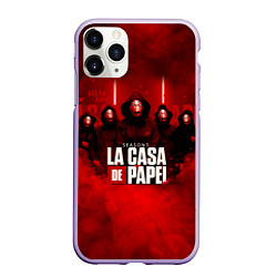 Чехол iPhone 11 Pro матовый БУМАЖНЫЙ ДОМ - LA CASA DE PAPEL - BELLA CIAO, цвет: 3D-светло-сиреневый