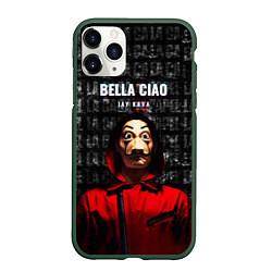 Чехол iPhone 11 Pro матовый БУМАЖНЫЙ ДОМ, LA CASA DE PAPEL BELLA CIAO, цвет: 3D-темно-зеленый