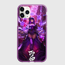 Чехол iPhone 11 Pro матовый Shogun raiden рассекающая молнию геншин, цвет: 3D-фиолетовый
