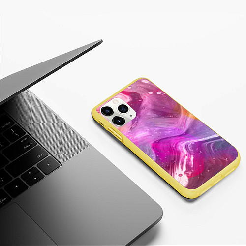 Чехол iPhone 11 Pro матовый Акварельные Волны / 3D-Желтый – фото 3
