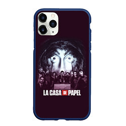 Чехол iPhone 11 Pro матовый БУМАЖНЫЙ ДОМ ПЕРСОНАЖИ - LA CASA DE PAPEL, цвет: 3D-тёмно-синий