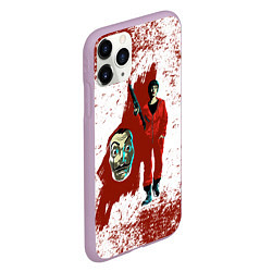 Чехол iPhone 11 Pro матовый БУМАЖНЫЙ ДОМ КРАСКА- LA CASA DE PAPEL BELLA CIAO, цвет: 3D-сиреневый — фото 2