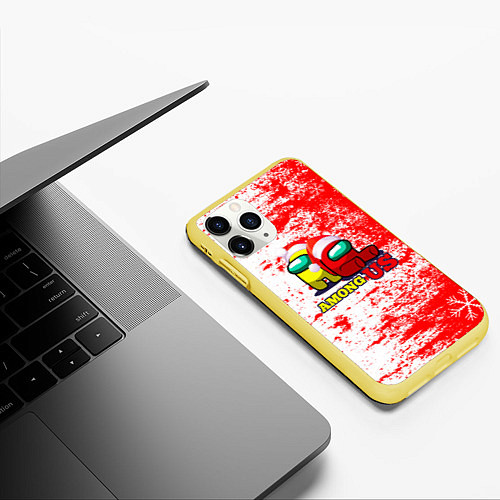 Чехол iPhone 11 Pro матовый Among Us Новогодний 2022 / 3D-Желтый – фото 3