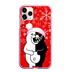 Чехол iPhone 11 Pro матовый НОВОГОДНИЙ MONOKUMA, цвет: 3D-розовый