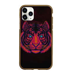 Чехол iPhone 11 Pro матовый Тигр Tiger голова, цвет: 3D-коричневый