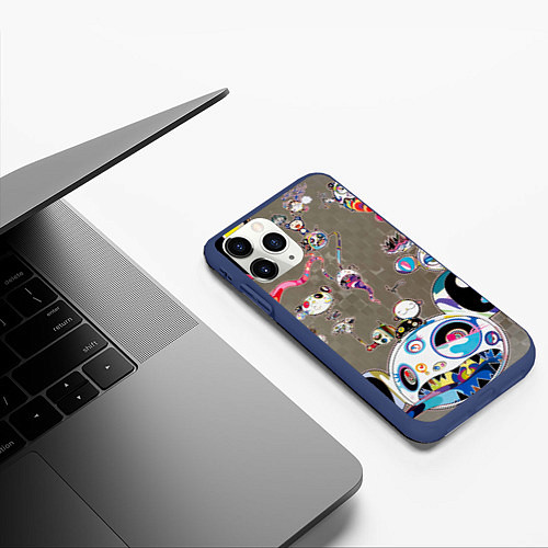 Чехол iPhone 11 Pro матовый Takashi Murakami арт с языками / 3D-Тёмно-синий – фото 3