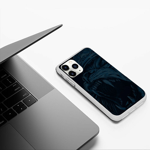 Чехол iPhone 11 Pro матовый Zenit lion dark theme / 3D-Белый – фото 3