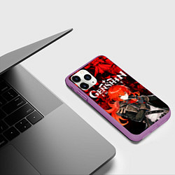Чехол iPhone 11 Pro матовый GENSHIN IMPACT DILUC ГЕНШИН ИМПАКТ ДИЛЮК, цвет: 3D-фиолетовый — фото 2