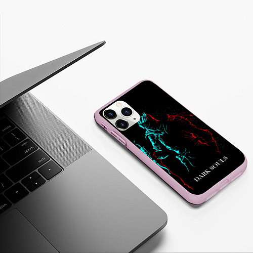 Чехол iPhone 11 Pro матовый Dark Souls NEON Силуэт / 3D-Розовый – фото 3