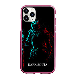 Чехол iPhone 11 Pro матовый Dark Souls NEON Силуэт, цвет: 3D-малиновый