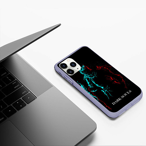 Чехол iPhone 11 Pro матовый Dark Souls NEON Силуэт / 3D-Светло-сиреневый – фото 3